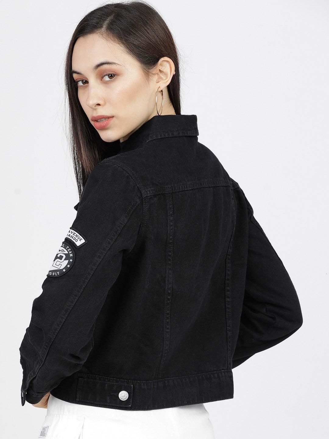 Tokyo Talkies Women Black Solid Denim Jacket