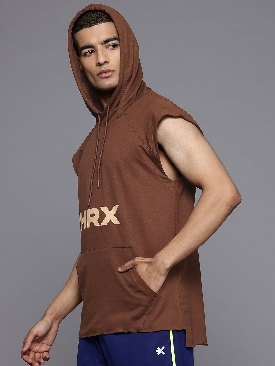 HRX by Hrithik Roshan Brand Logo Print Hooded Training Sweatshirt