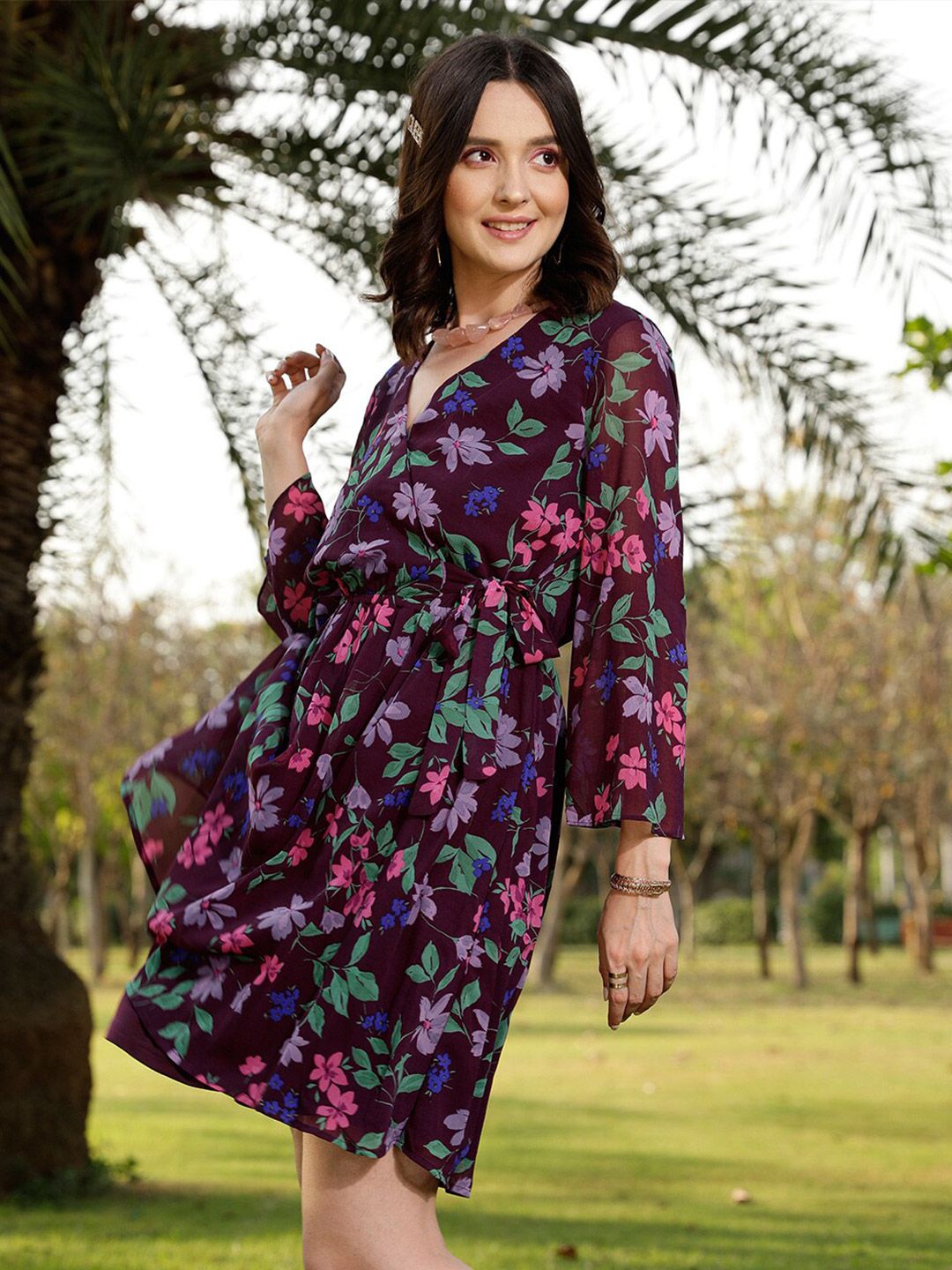 STREET 9 Floral Printed Wrap Dress