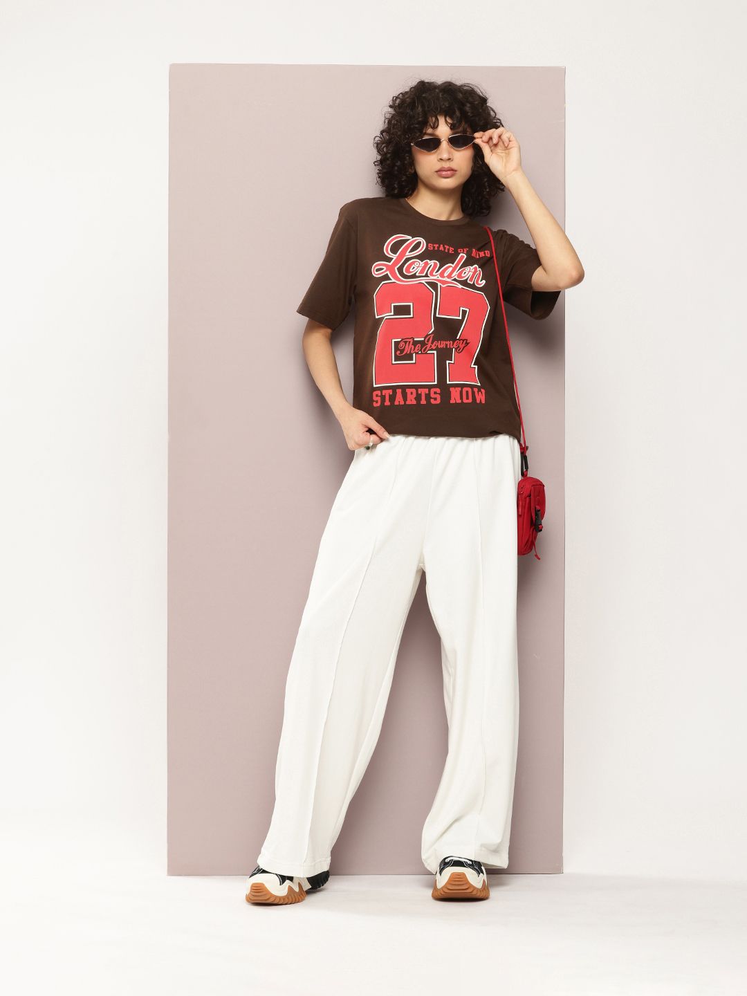 DILLINGER Women Varsity Printed Oversized Pure Cotton T-shirt