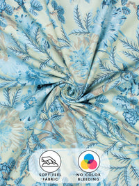 Story@home Turquoise Blue Floral 180 TC Queen Bedsheet With 2 Pillow Covers