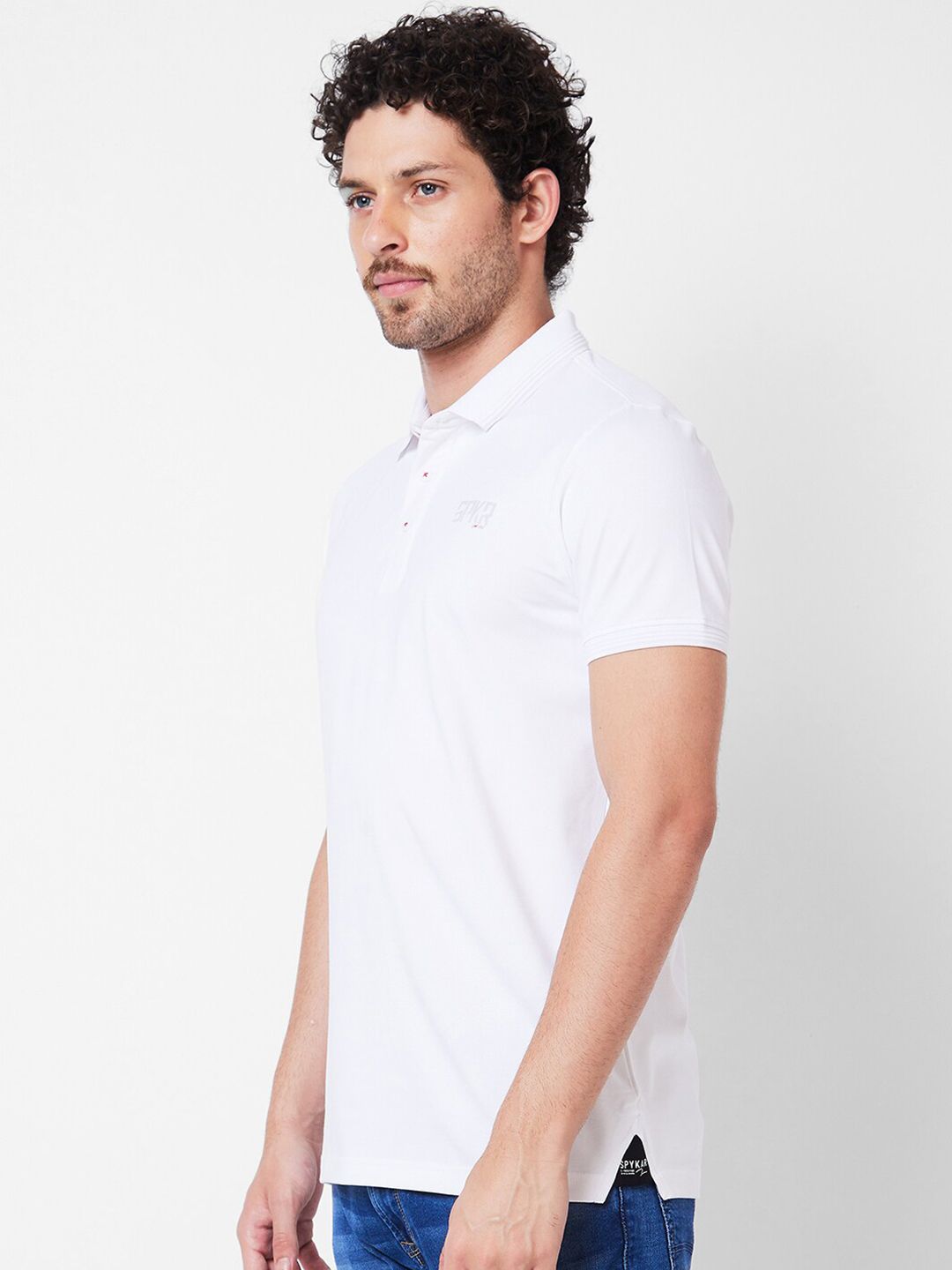 SPYKAR Polo Collar Applique Cotton Slim Fit T-shirt