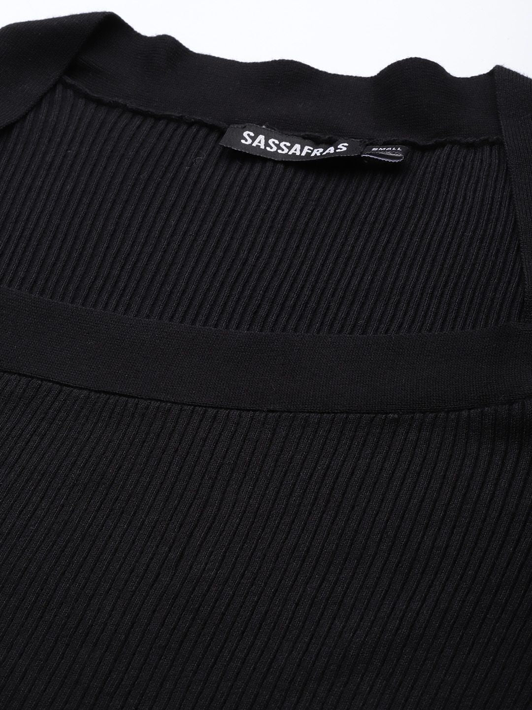 SASSAFRAS Women Black Solid Acrylic Pullover