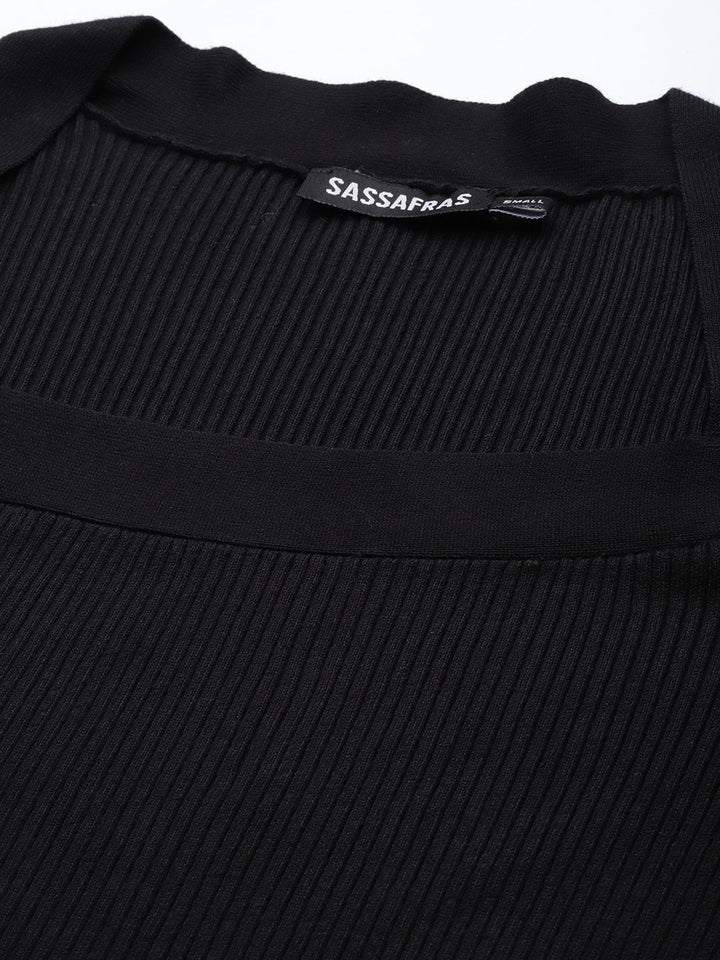 SASSAFRAS Women Black Solid Acrylic Pullover