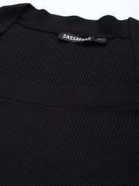 SASSAFRAS Women Black Solid Acrylic Pullover