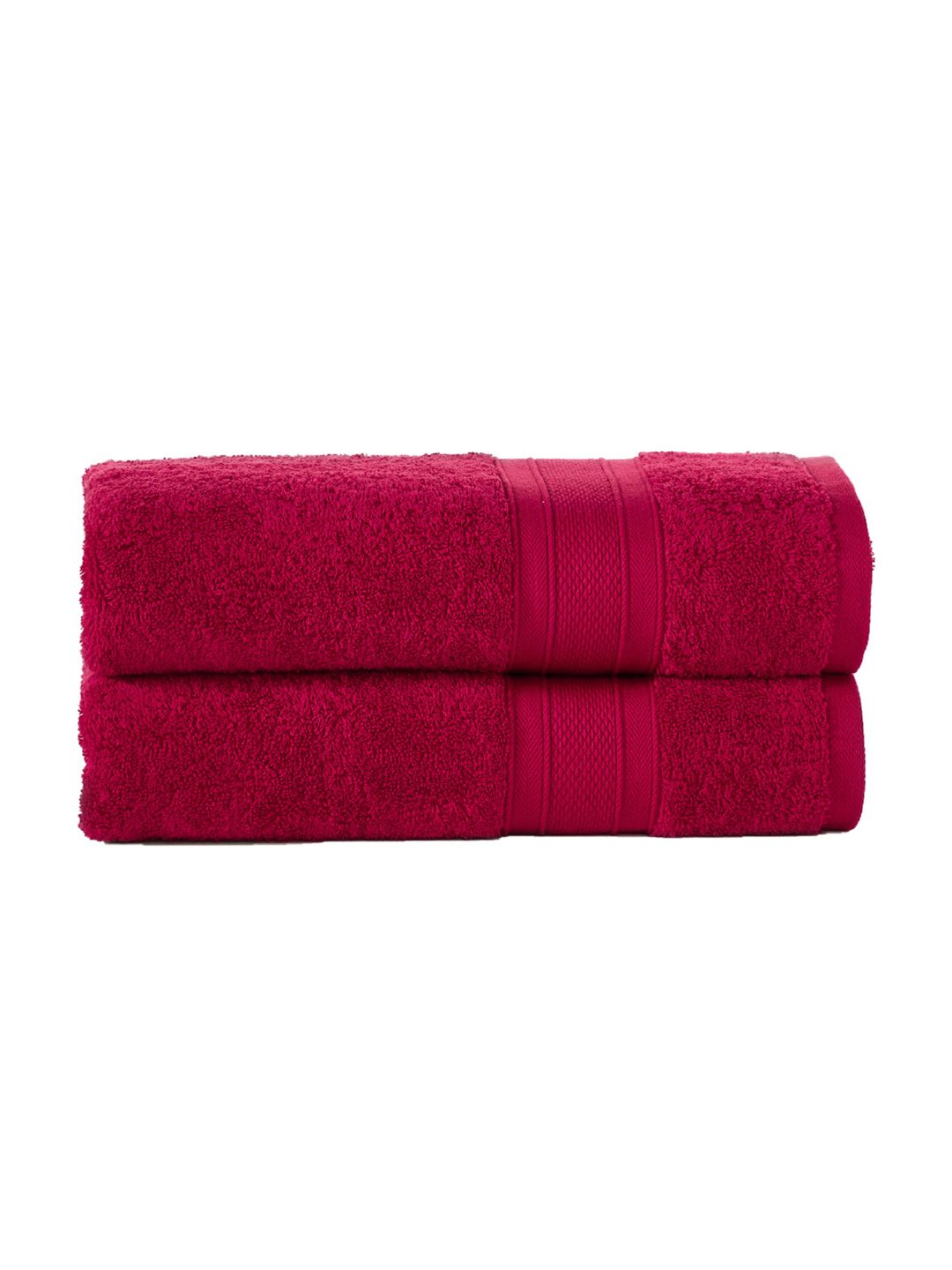 MYTRIDENT Red 500 GSM Set of 2 Cotton Bath Towel