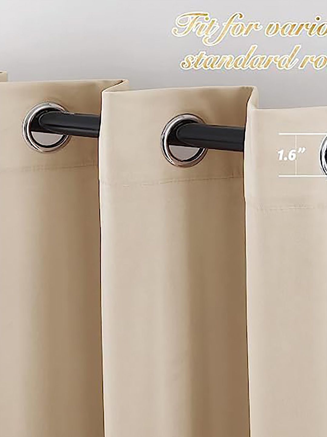 STITCHNEST Beige 2 Pieces Velvet Black Out Window Curtains