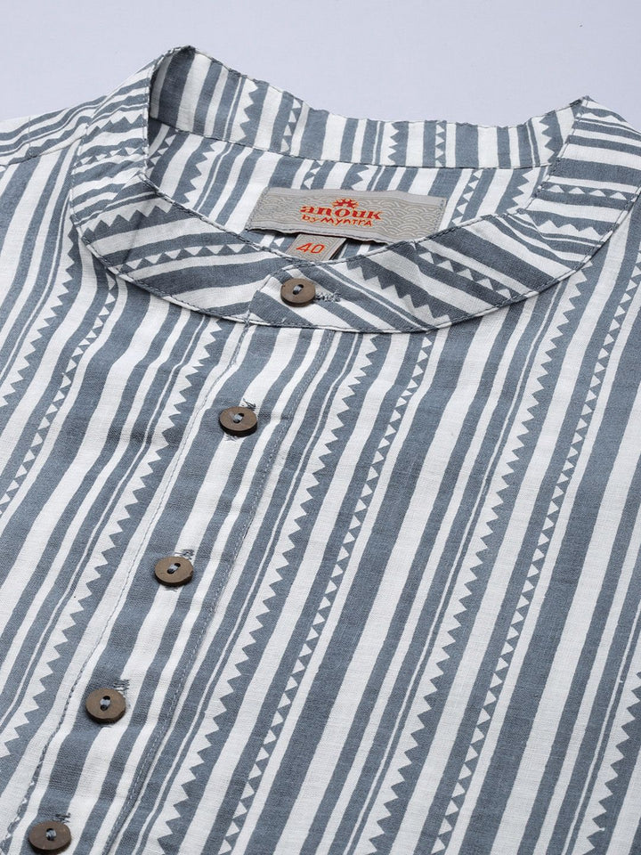 Anouk Men White Printed Pure Cotton Kurta with Trousers