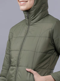 Tokyo Talkies Women Olive Green Solid Puffer Jacket