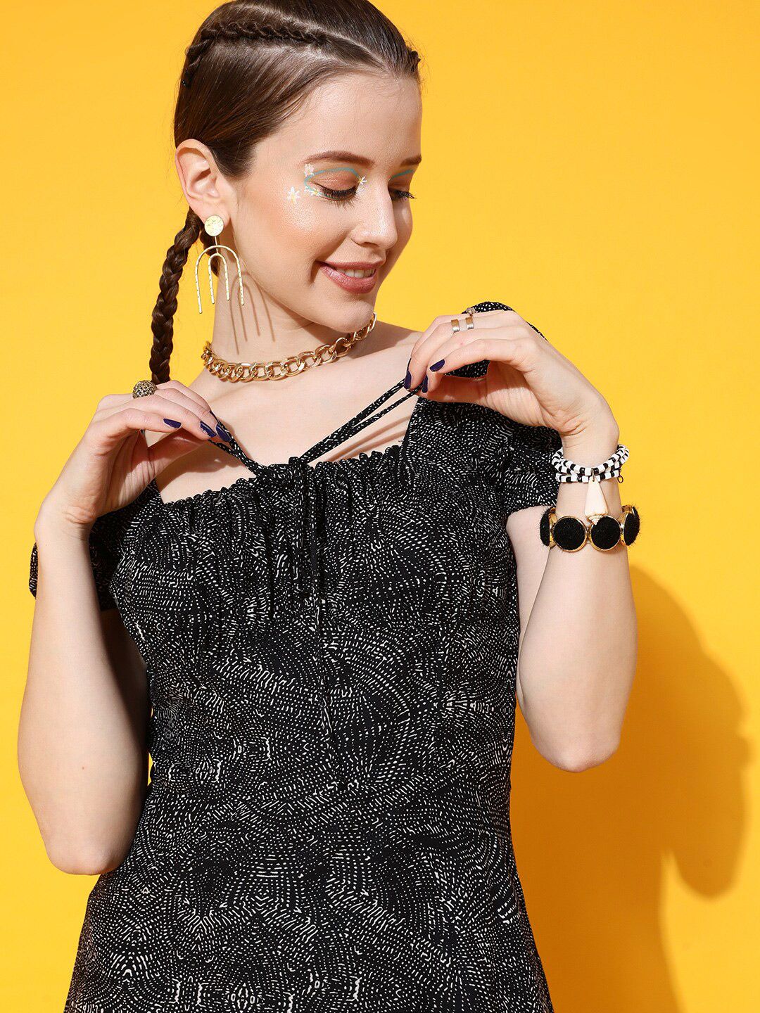 STREET 9 Women Stunning Black Abstract Dress