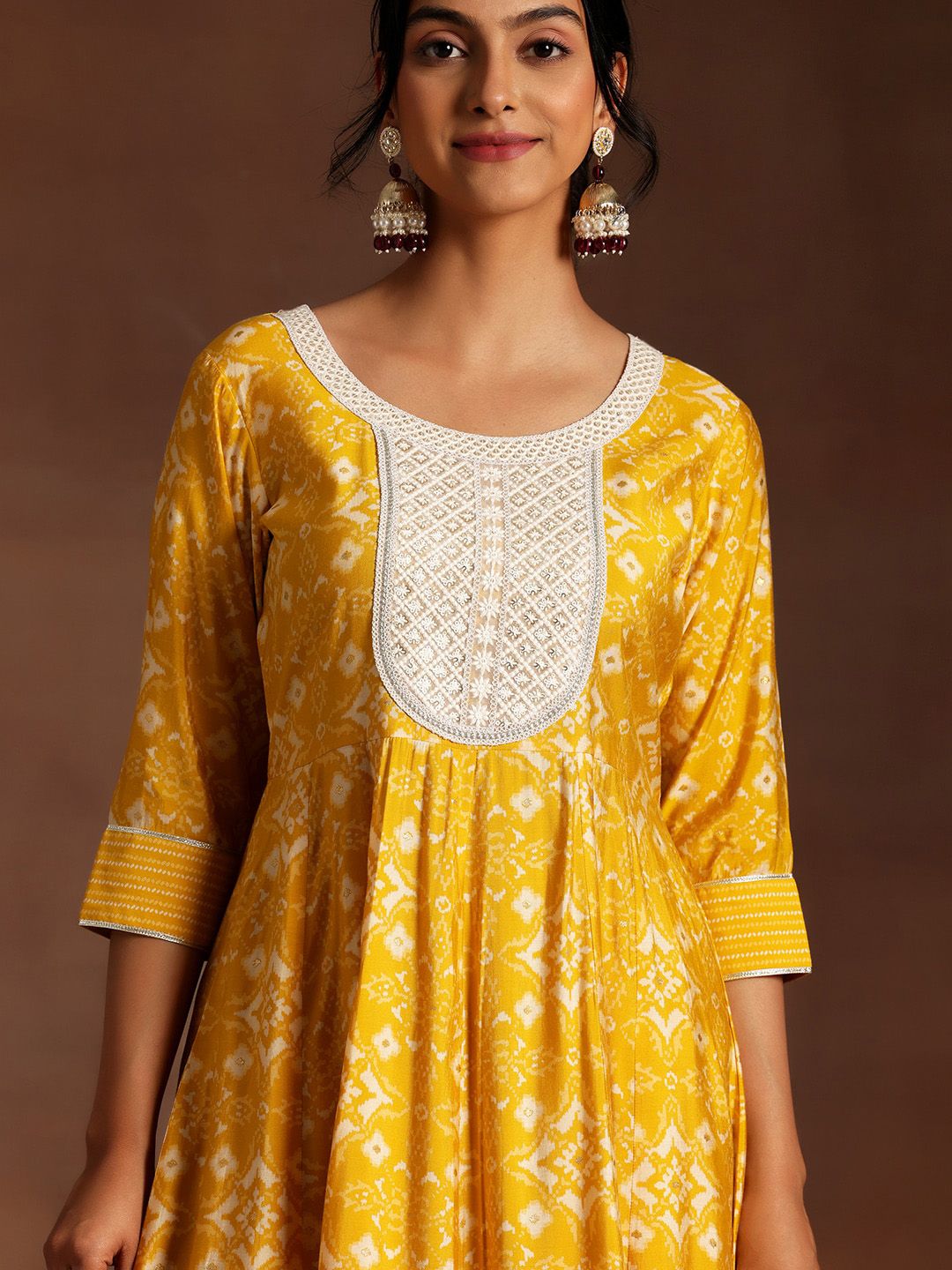 Libas Ethnic Motifs Printed Thread Work Anarkali Kurta With Churidar & Dupatta
