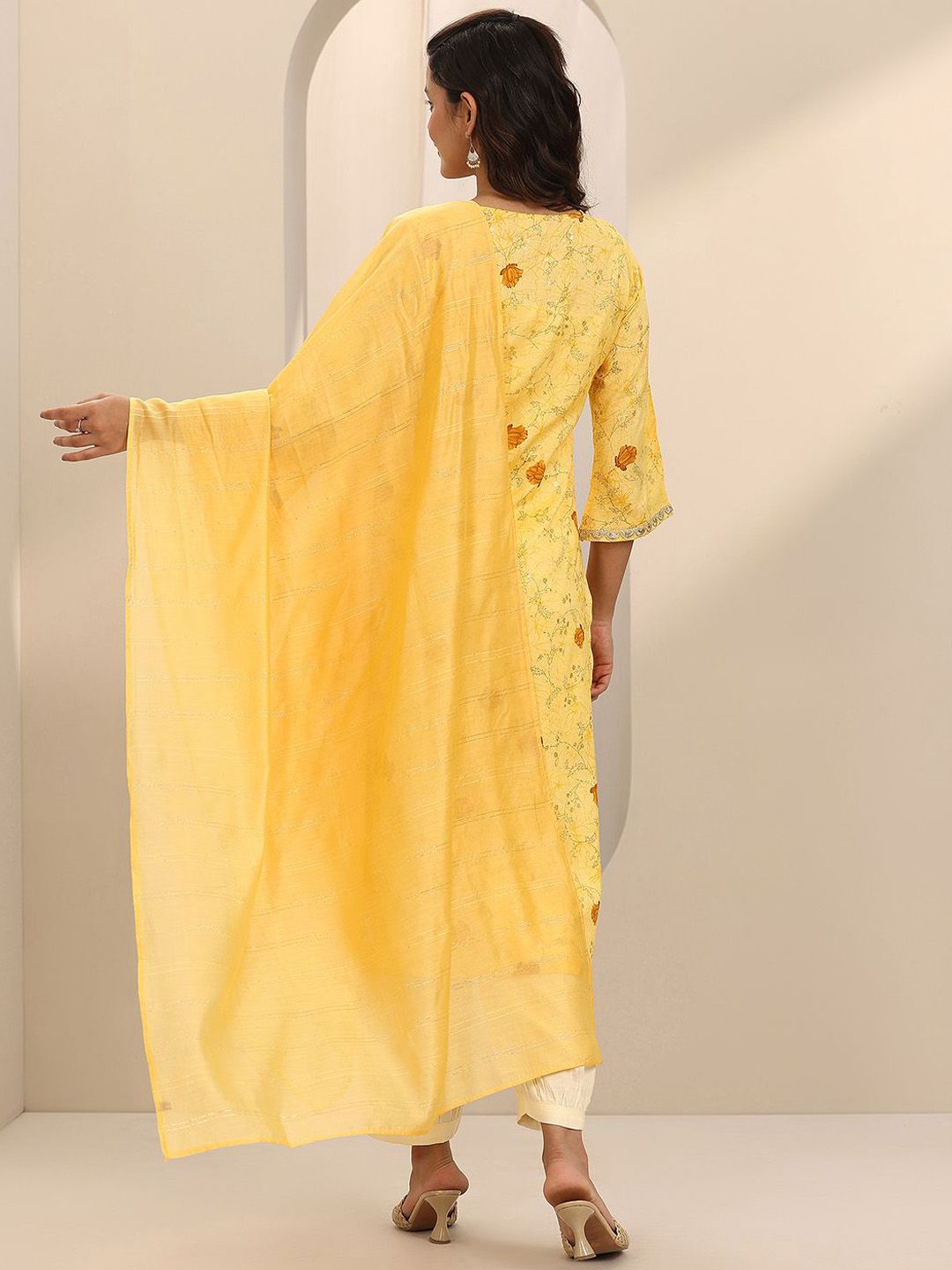 Libas Women Floral Printed Regular Sequinned Kurta with Salwar & With Dupatta