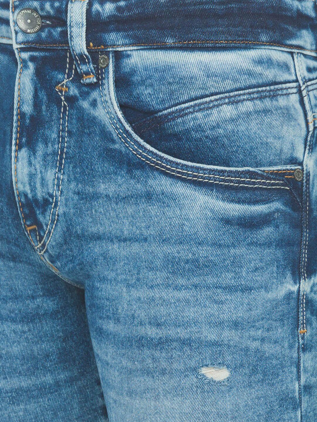 SPYKAR Men Blue Skinny Fit Low-Rise Mildly Distressed Heavy Fade Jeans