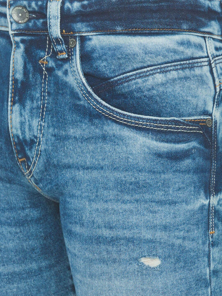 SPYKAR Men Blue Skinny Fit Low-Rise Mildly Distressed Heavy Fade Jeans
