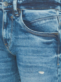 SPYKAR Men Blue Skinny Fit Low-Rise Mildly Distressed Heavy Fade Jeans