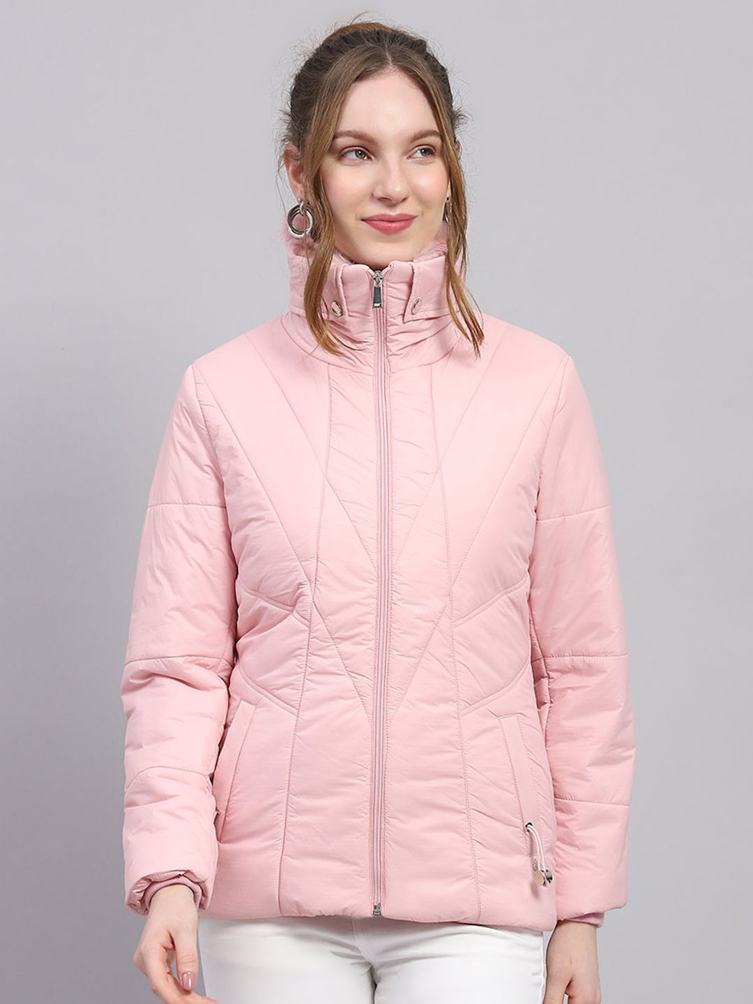 Monte Carlo Fur Detail Stand Collar Padded Jacket