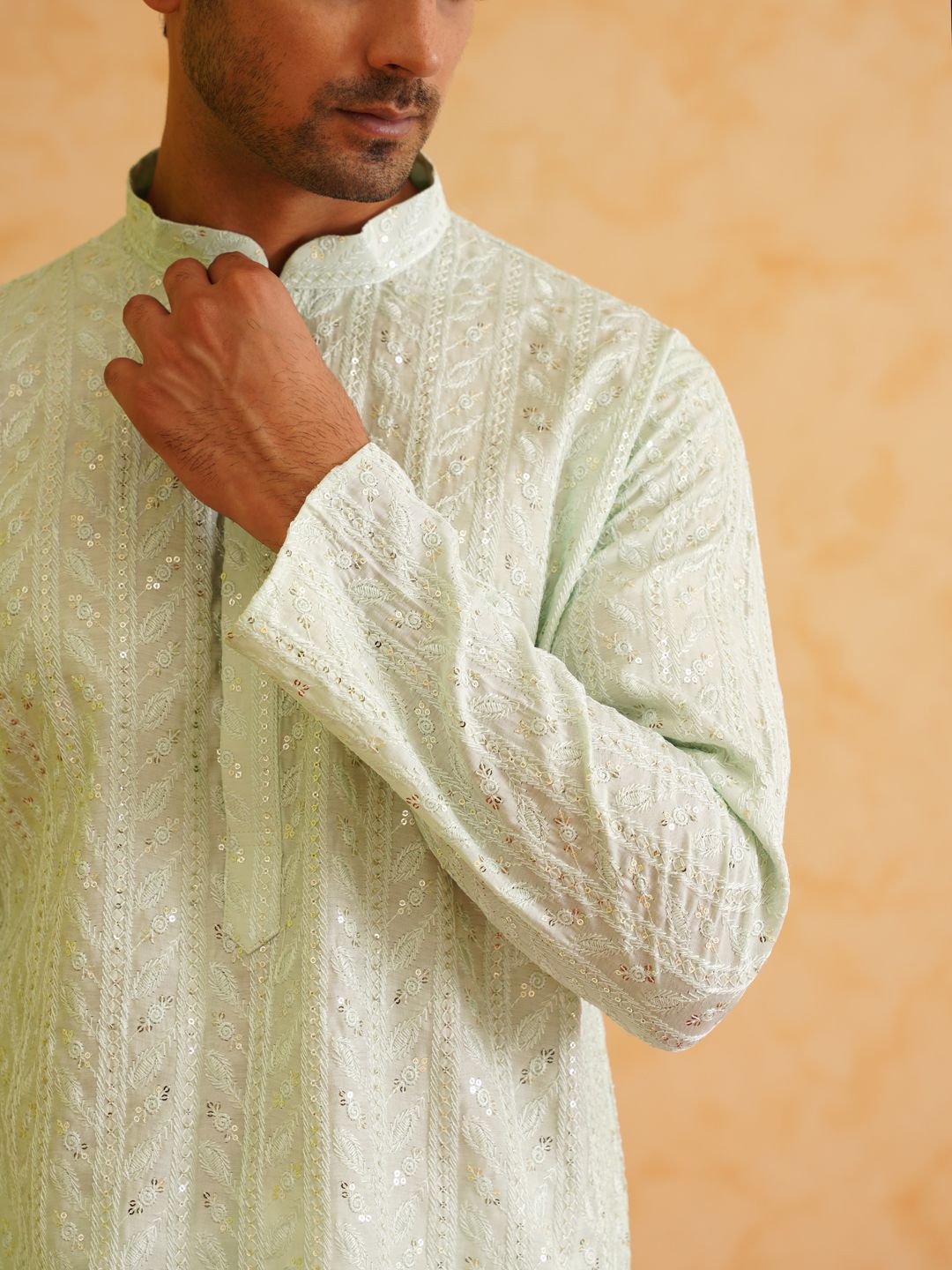 SOJANYA LUXE Embroidered Regular Thread Work Cotton Silk Kurta with Pyjamas