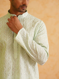 SOJANYA LUXE Embroidered Regular Thread Work Cotton Silk Kurta with Pyjamas