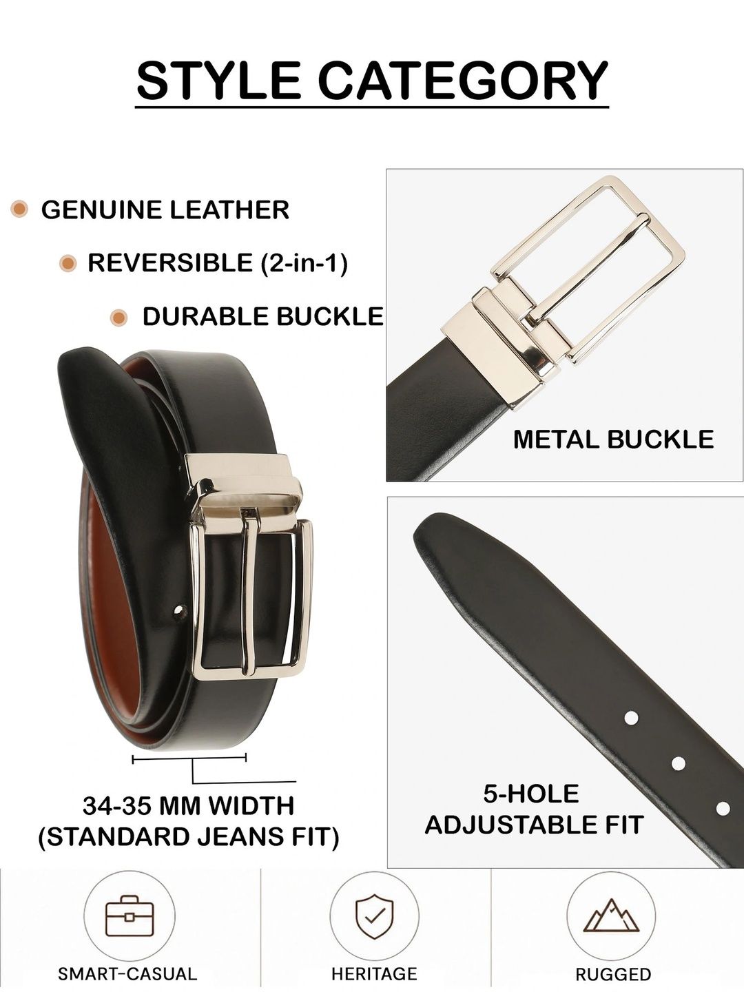 Teakwood Leathers Men Leather Reversible Formal Belt
