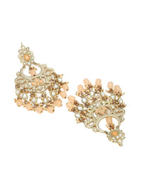 KARATCART Gold-Plated Contemporary Temple Kundan Studded Drop Earrings