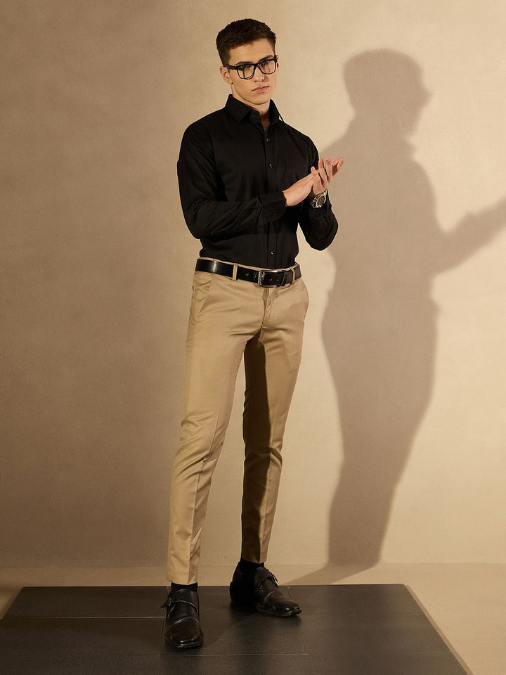 DENNISON Men Black Pure Cotton Smart Formal Shirt