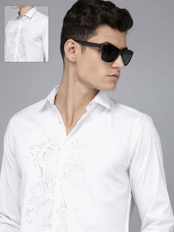 Lelaki Bear House Slim Fit Dicetak Kain Kasar Pure