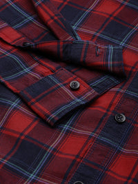 The Indian Garage Co Men Red & Navy Blue Checked Casual Shirt
