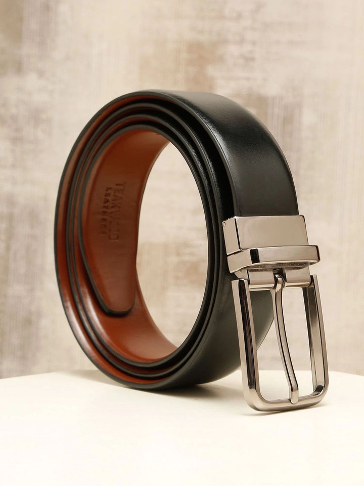 Teakwood Leathers Men Textured Leather Reversible Belt