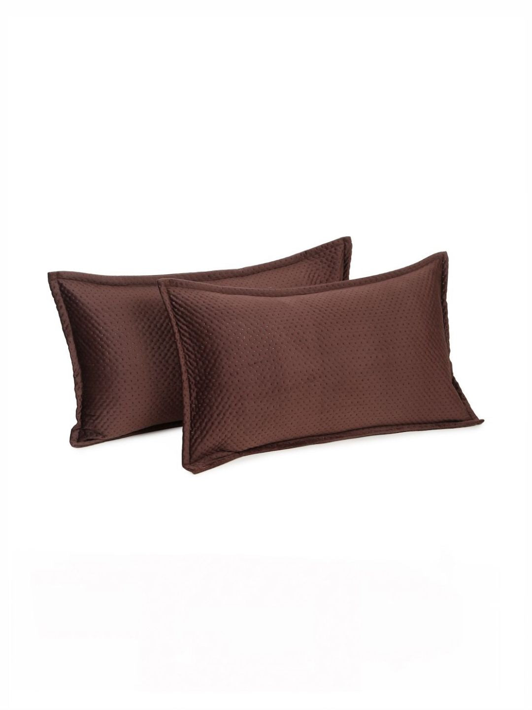 HOSTA HOMES Brown 2 Pieces Self Design Rectangle Shaped Pillow Covers
