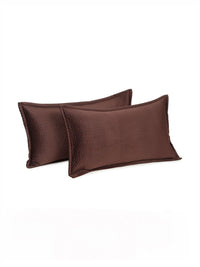 HOSTA HOMES Brown 2 Pieces Self Design Rectangle Shaped Pillow Covers