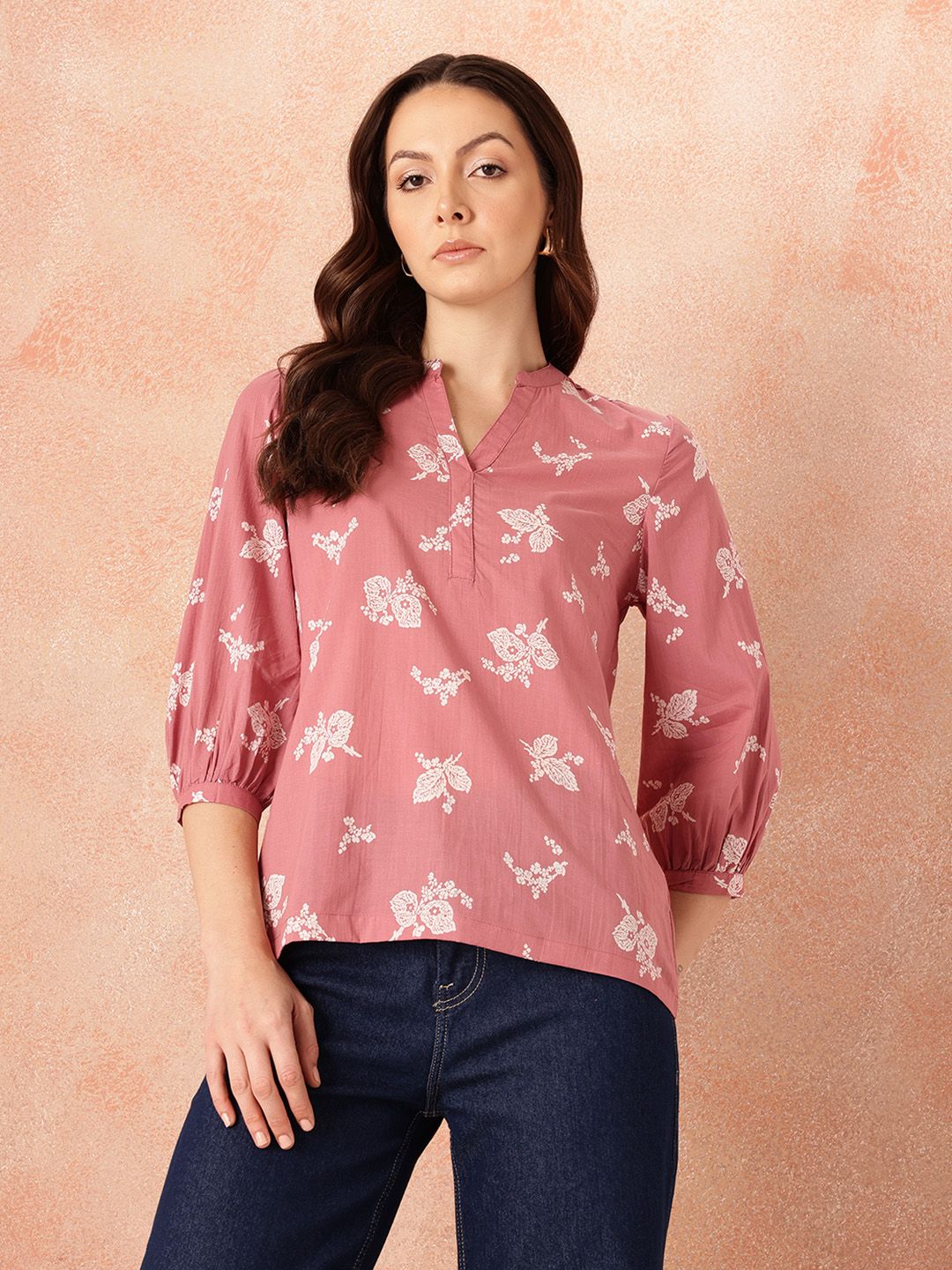 all about you Floral Print Puff Sleeves Cotton Top