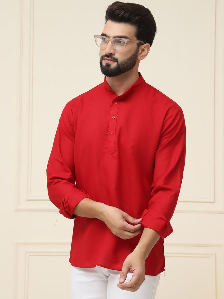 SOJANYA Lelaki Merah Solid Kurta Lurus