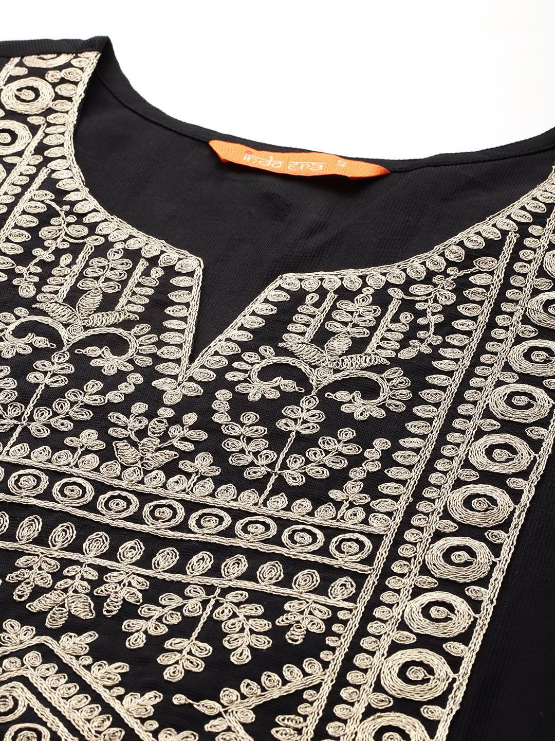 Indo Era Yoke Design Zari Liva Kurta With Trousers & Dupatta