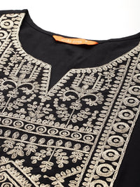 Indo Era Yoke Design Zari Liva Kurta With Trousers & Dupatta