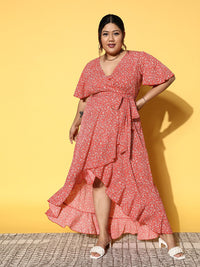 Berrylush Curve Floral Crepe Maxi Dress