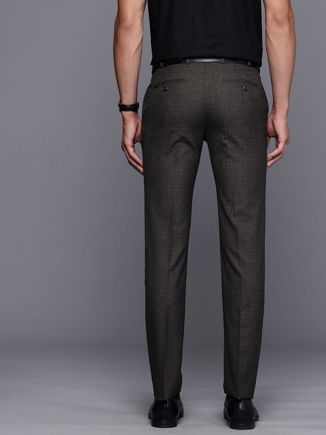 Raymond Men Checked Slim Fit Formal Trousers