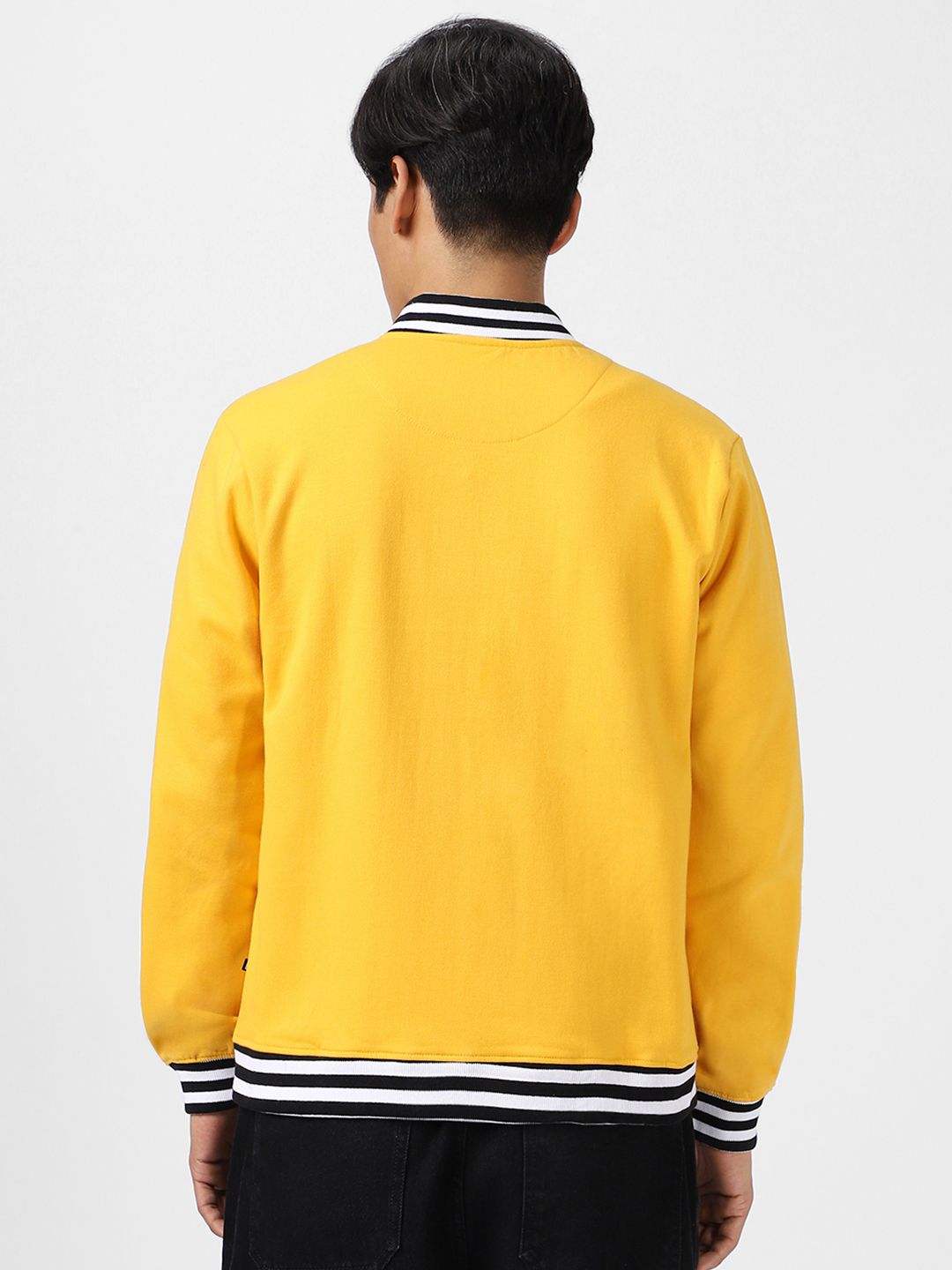 Urbano Fashion Men Cotton Zippered Varsity Jacket