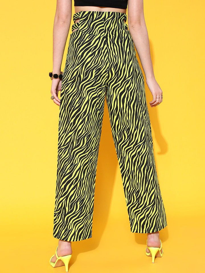 STREET 9 Women Attractive Lime Green Striped Trousers