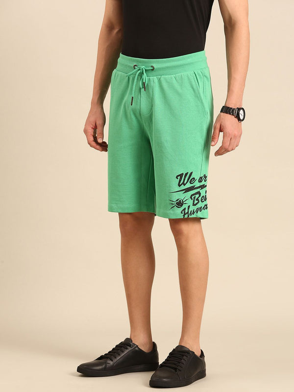 Being Human Men Pure Cotton Brand Logo Printed Regular Shorts