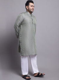 SOJANYA PLUS Ethnic Motifs Woven Design Regular Kurta With Pyjamas & Nehru Jacket~
