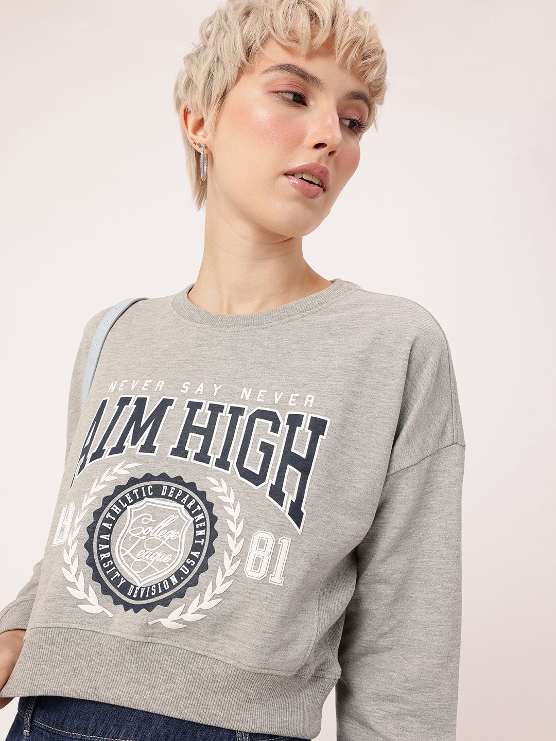 DressBerry Printed Oversized Crop Sweatshirts