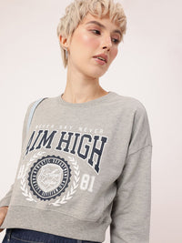 DressBerry Printed Oversized Crop Sweatshirts