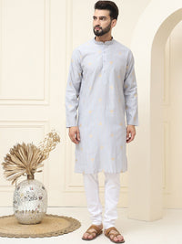 SOJANYA Geometric Woven Design Jacqard Silk Straight Kurta
