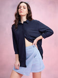 DressBerry Self-Design Semi-Sheer Longline Shirt