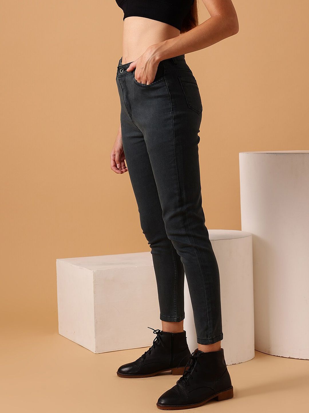 STREET 9 BASICS Women Grey Mid-Rise Mildly Distressed Jeans