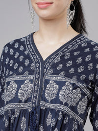 Vishudh Women Navy Blue Empire Dress