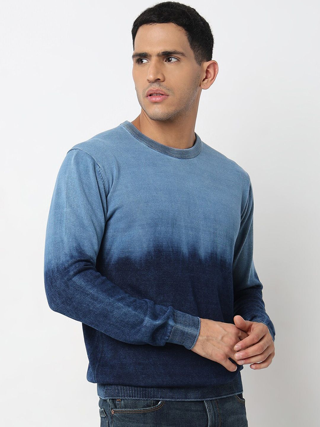 SPYKAR Tie & Dye Cotton Pullover Sweater
