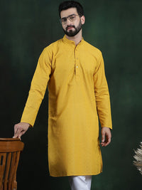 SOJANYA Ethnic Motifs Embroidered Mandarin Collar Thread Work Cotton Straight Kurta