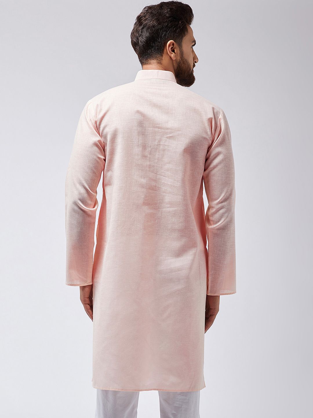 SOJANYA Kurta Lurus Pepejal Berwarna Peach Lelaki