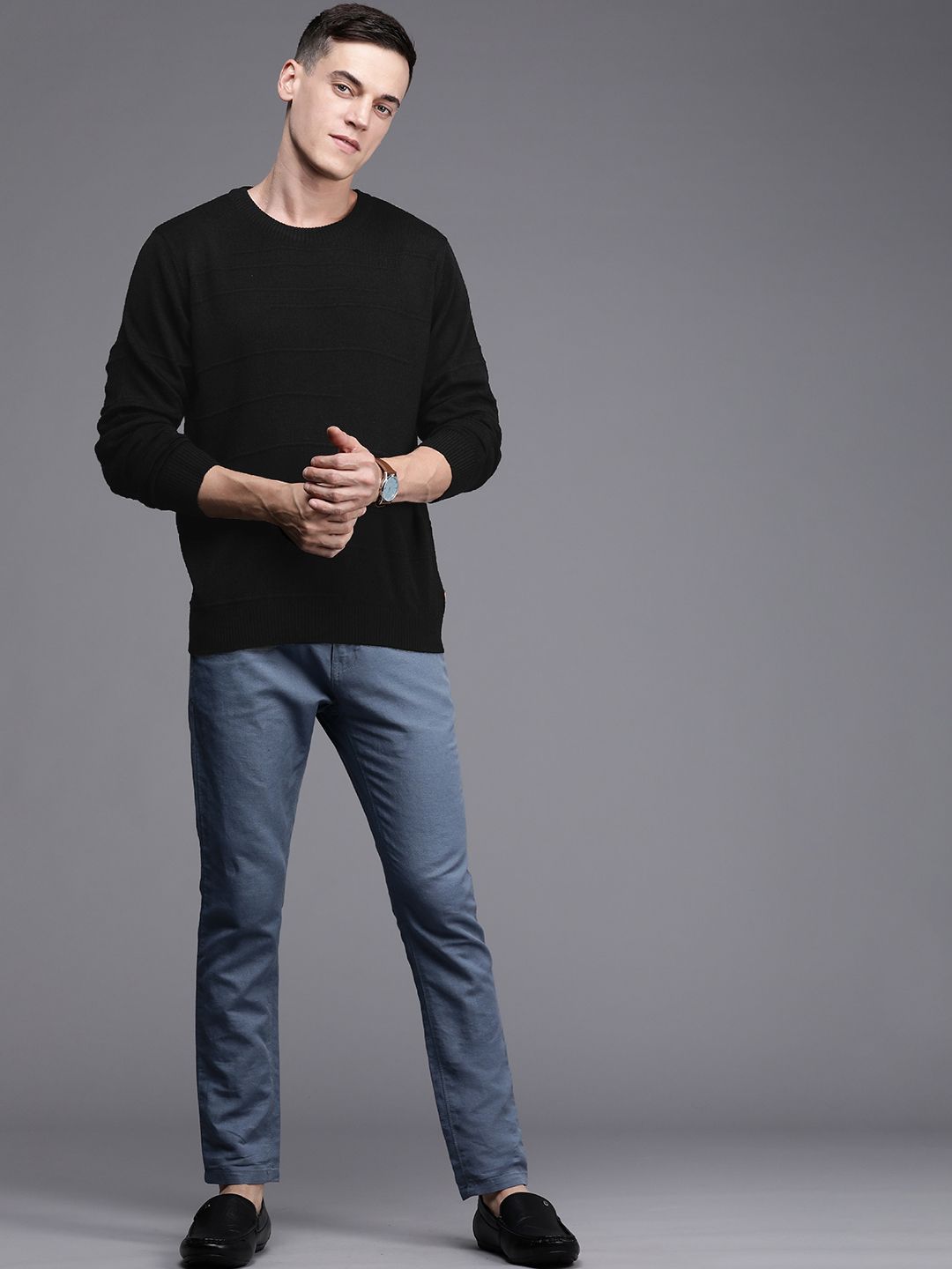 Raymond Men Black Solid Pullover